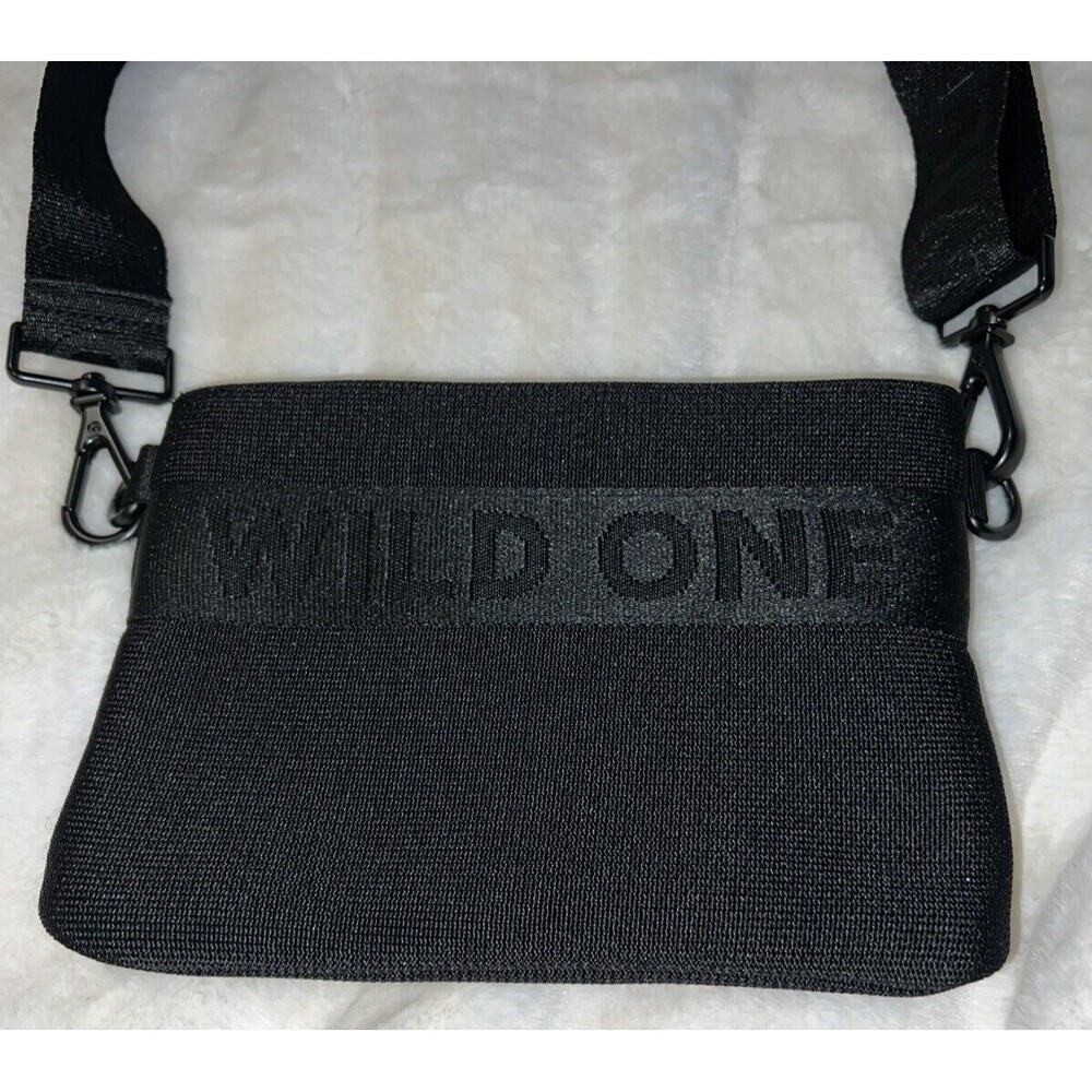 Wild One Dog Treat Pouch and Poop Bag Dispenser Black Crossbody Wear